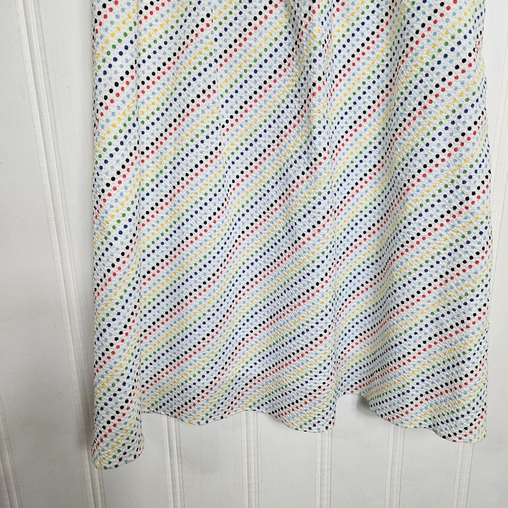 Lilly Pulitzer Dress Sz 4 Strapless Rainbow Polka Dot Ruffles White Cotton Y2K - Picture 4 of 13